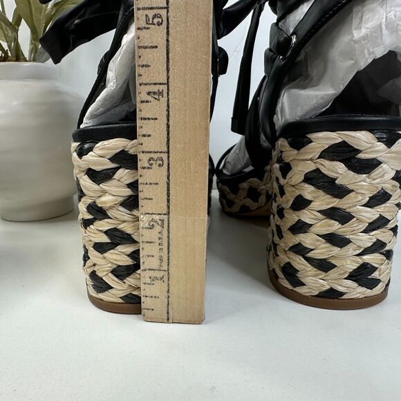 New Vince Camuto Roreka Platform Raffia Heel Sandals Black Women's 6 NWOB - Picture 8 of 10